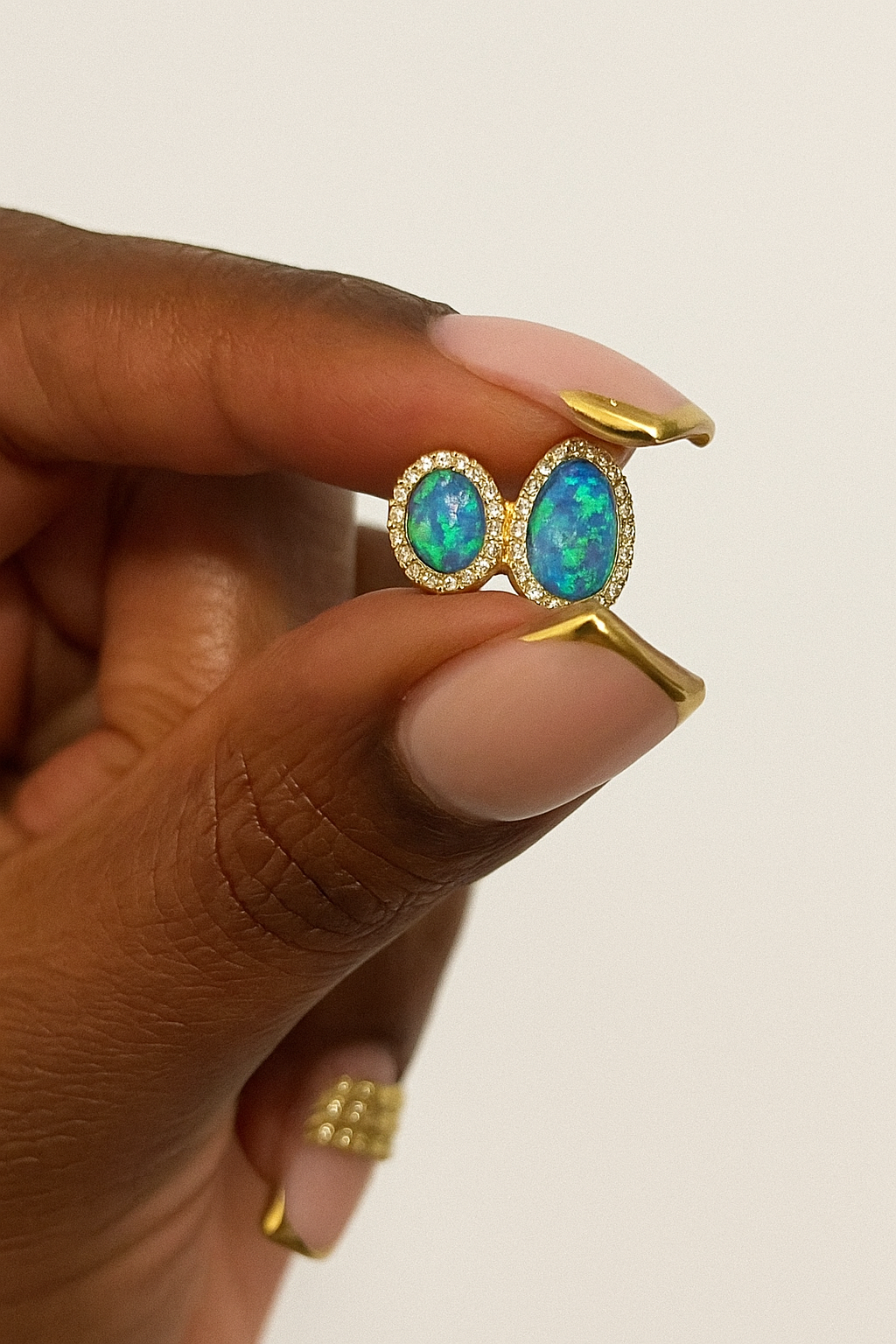 Two-Tooth Opal w/ Bling Border with Protective Layer Added